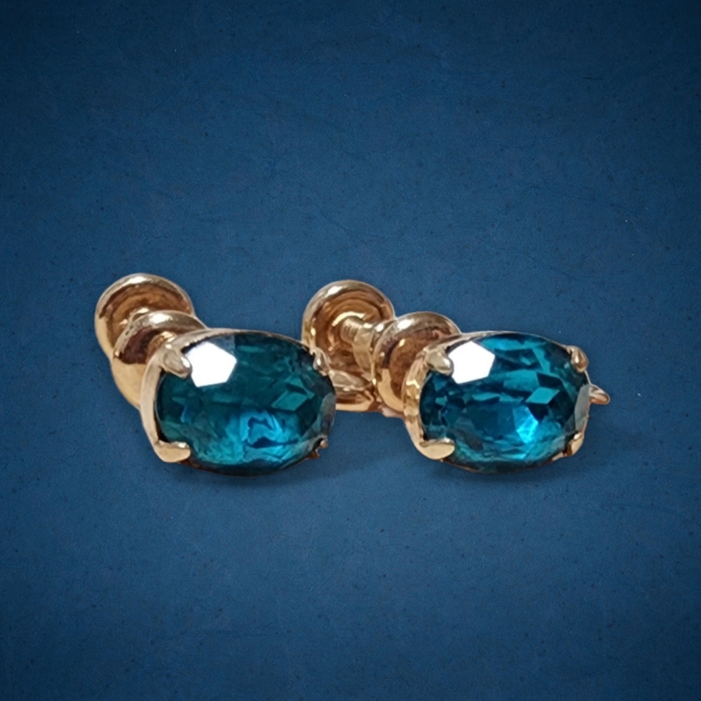 Vintage Blue Topaz Clip on Earrings